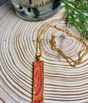 3.27 Red agate necklace rectangle