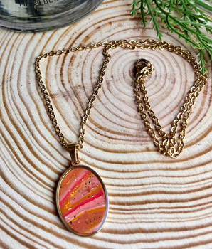 3.27 Red agate necklace oval